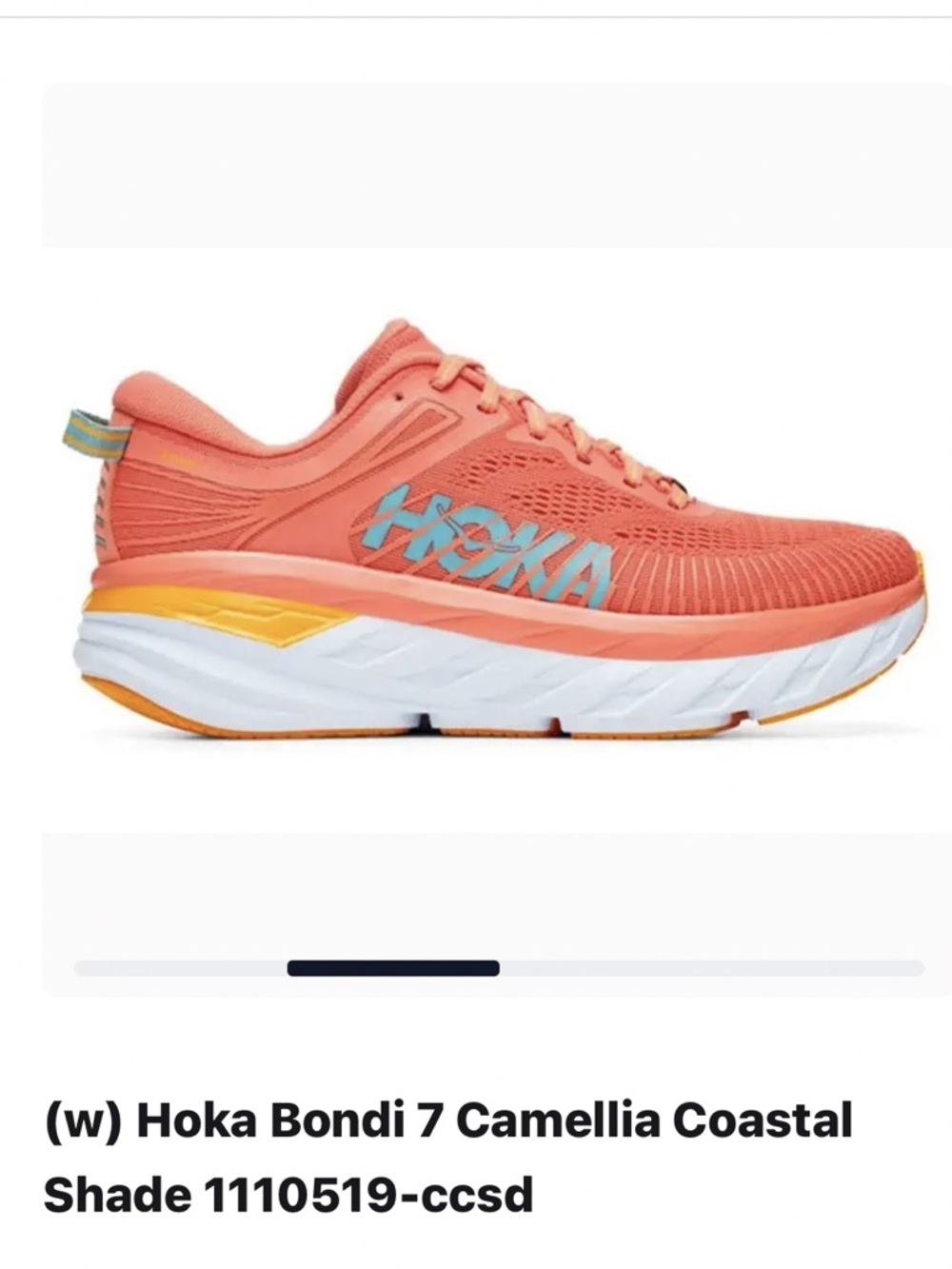 Hoka One One Womens Bondi 7 Running Shoes Camellia/Coastal Shade NO INSOLES Sz 9
